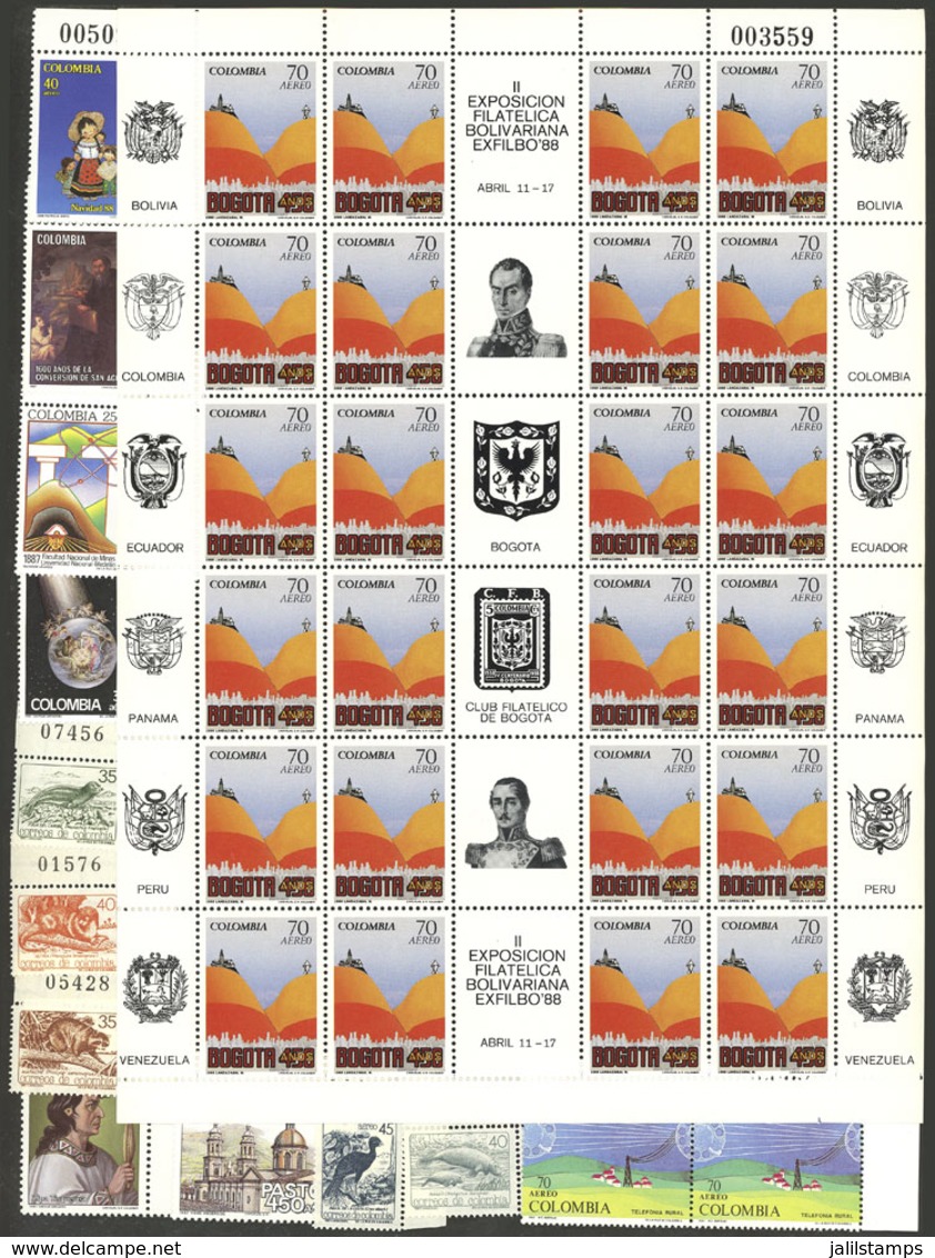 COLOMBIA: Lot Of Stamps And Sets Issued In 1987/8 (one In Complete Sheet), All MNH And Of Very Fine Quality, VERY THEMAT - Colombia