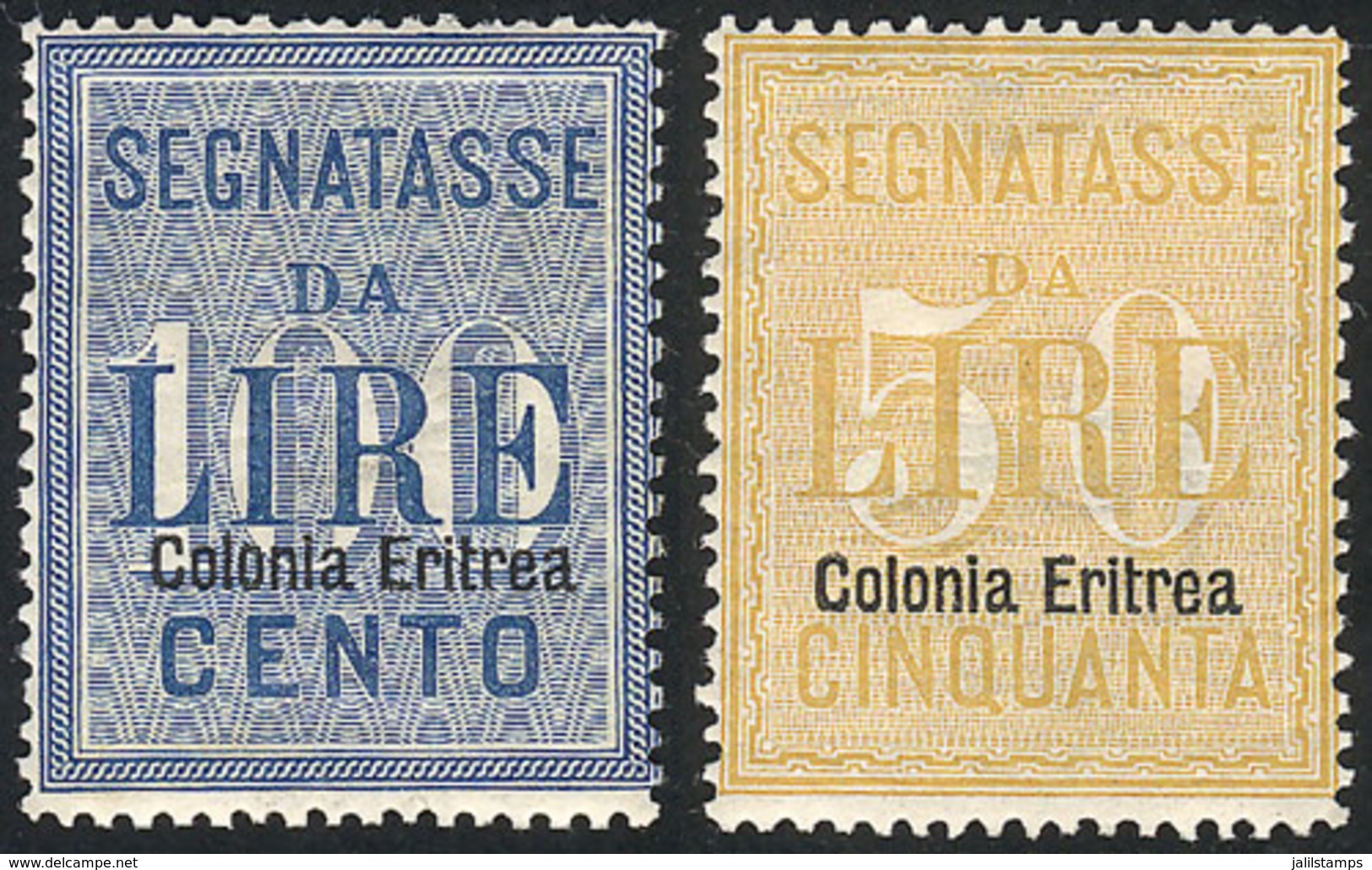 ERITREA: Sc.J12/J13, 1903 Cmpl. Set Of 2 Values, Mint Lightly Hinged, VF Quality, Catalog Value US$1,350 - Erythrée