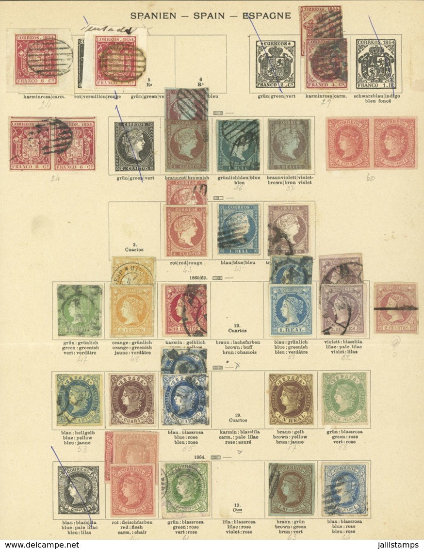 SPAIN: Collection On 6 Pages Of An Old Album, Including Scarce Stamps, Mixed Quality (from Some With Defects To Others O - Otros & Sin Clasificación