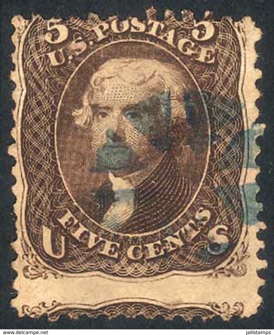 UNITED STATES: Sc.76, With Mute "circle Of 8 Wedges" Cancel In Blue, Very Nice, Catalog Value US$130." - Other & Unclassified