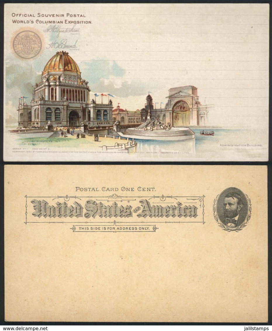 UNITED STATES: 1c. Postal Card Illustrated On Reverse With "Administration Building" Of The World's Columbian Exposition - Other & Unclassified