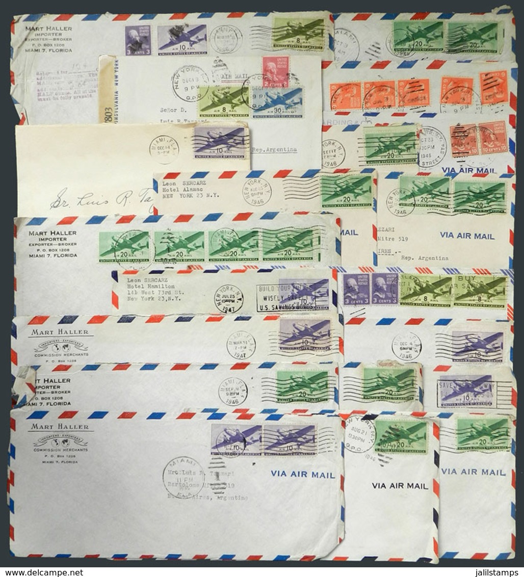 UNITED STATES: 39 Covers Sent By Airmail To Argentina Between 1944 And 1947, Fine Quality, Interesting Lot! - Marcofilie