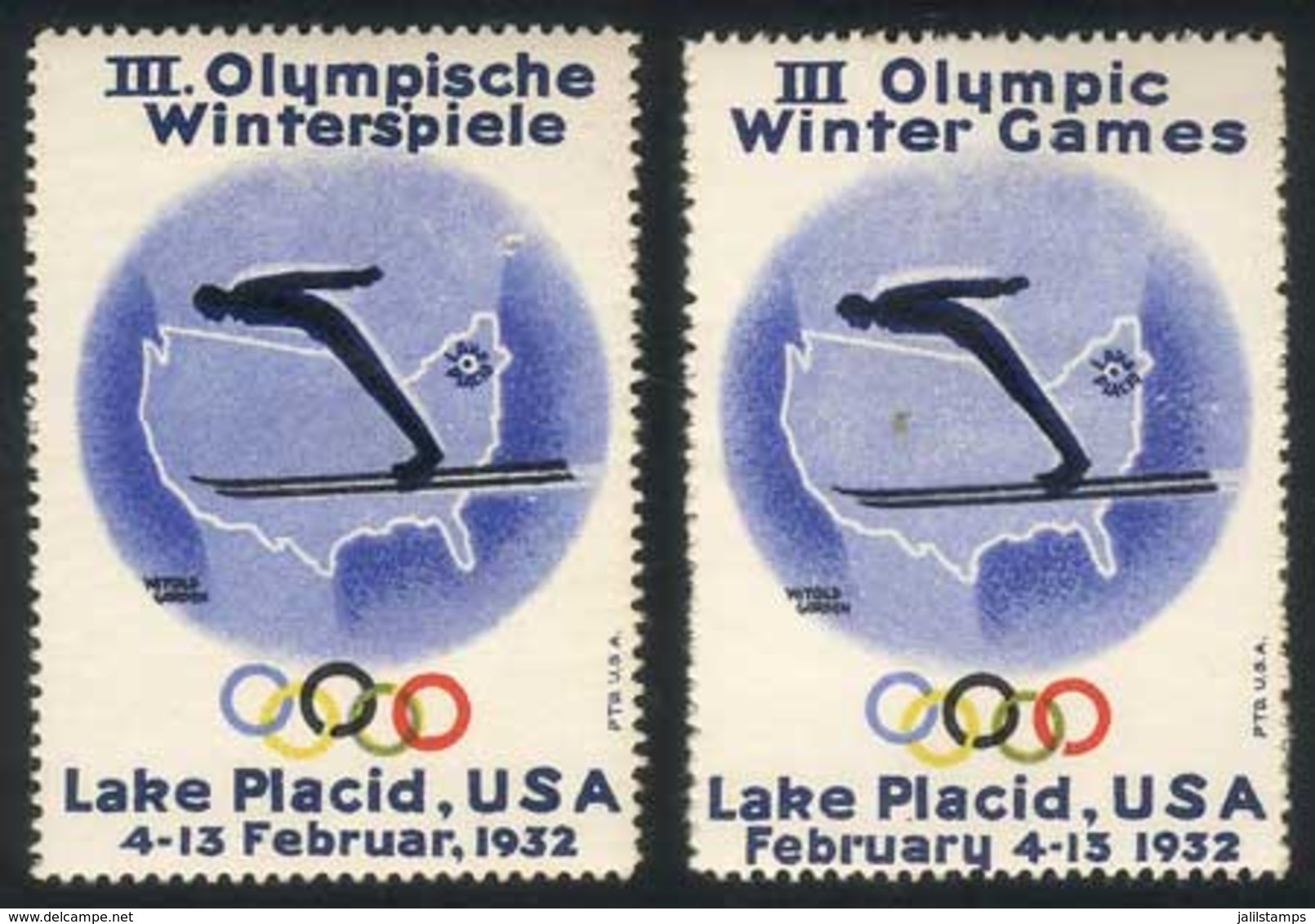 UNITED STATES: 2 Cinderellas Of 1932: Lake Placid Olympic Winter Games, VF Quality! - Otros & Sin Clasificación