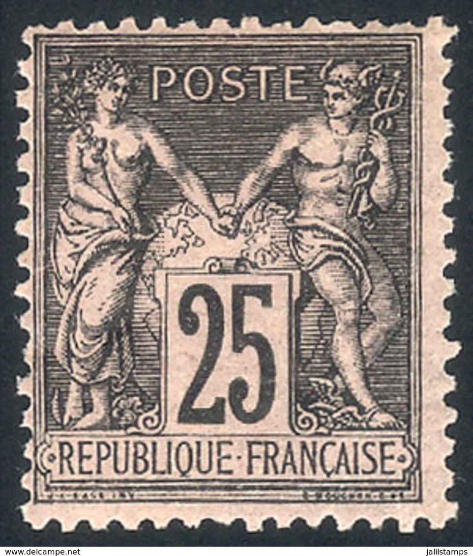 FRANCE: Yv.97, 1884/90 Peace And Commerce 25c. Black On Rose Type II, Absolutely Fresh, With Intact Full Original Gum As - Otros & Sin Clasificación