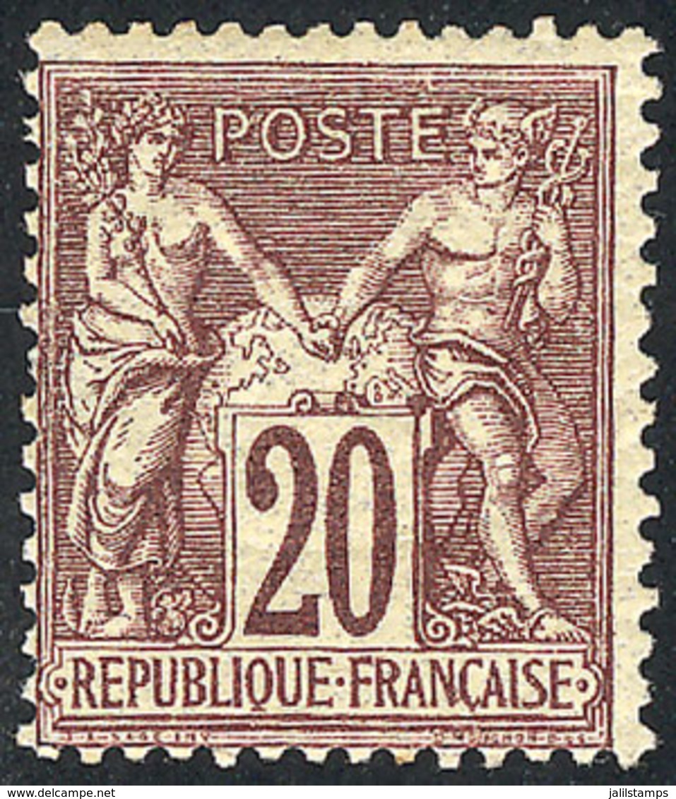 FRANCE: Yvert 67, 1876/8 20c. Lilac-chestnut Type I, Mint With Full Original Gum, VF Quality, Catalog Value Euros 825. - Other & Unclassified