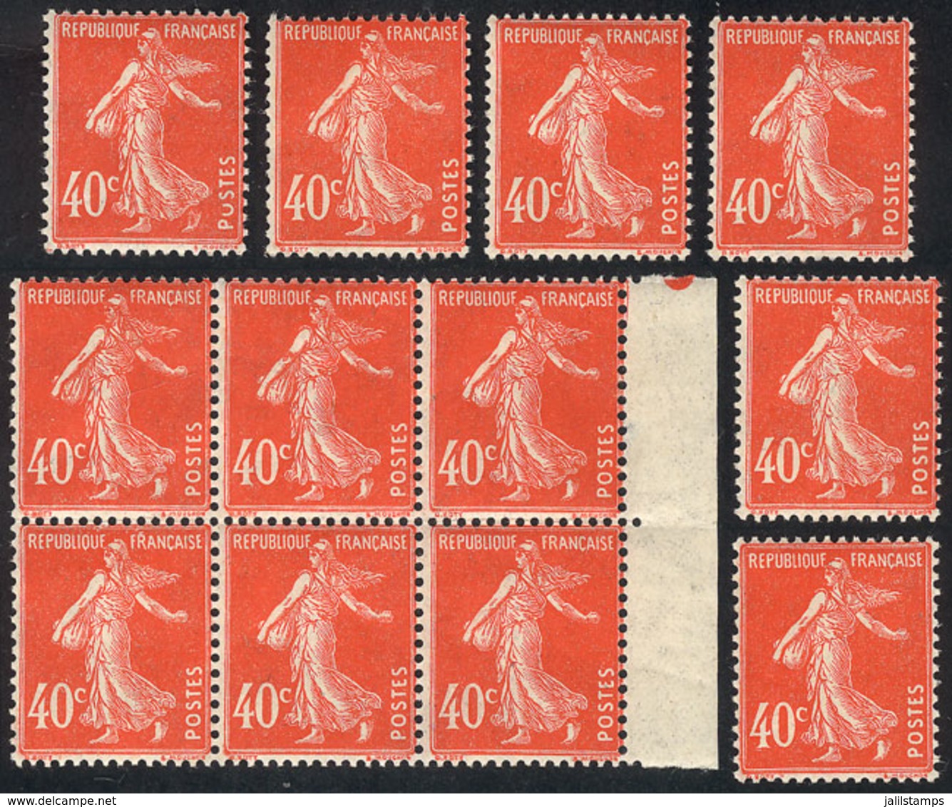 FRANCE: Yvert 194, 12 MNH Examples, Excellent Quality, Catalog Value Euros 72. - Other & Unclassified