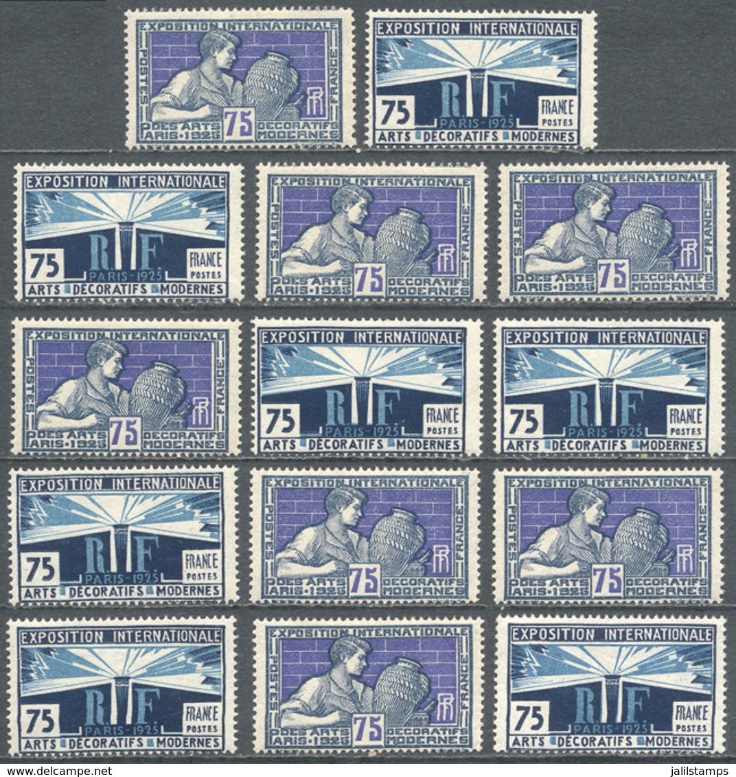 FRANCE: Yvert 214/215, High Values Of The Set "Decorative Art Exposition", 7 Examples Of Each Value, MNH, Excellent Qual - Otros & Sin Clasificación