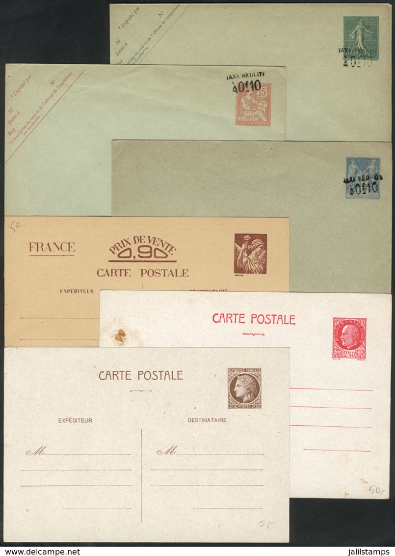 FRANCE: 3 Surcharged Envelopes + 3 Postal Cards, All Unused And In General Of VF Quality (1 Card With Defect), Good Oppo - Otros & Sin Clasificación