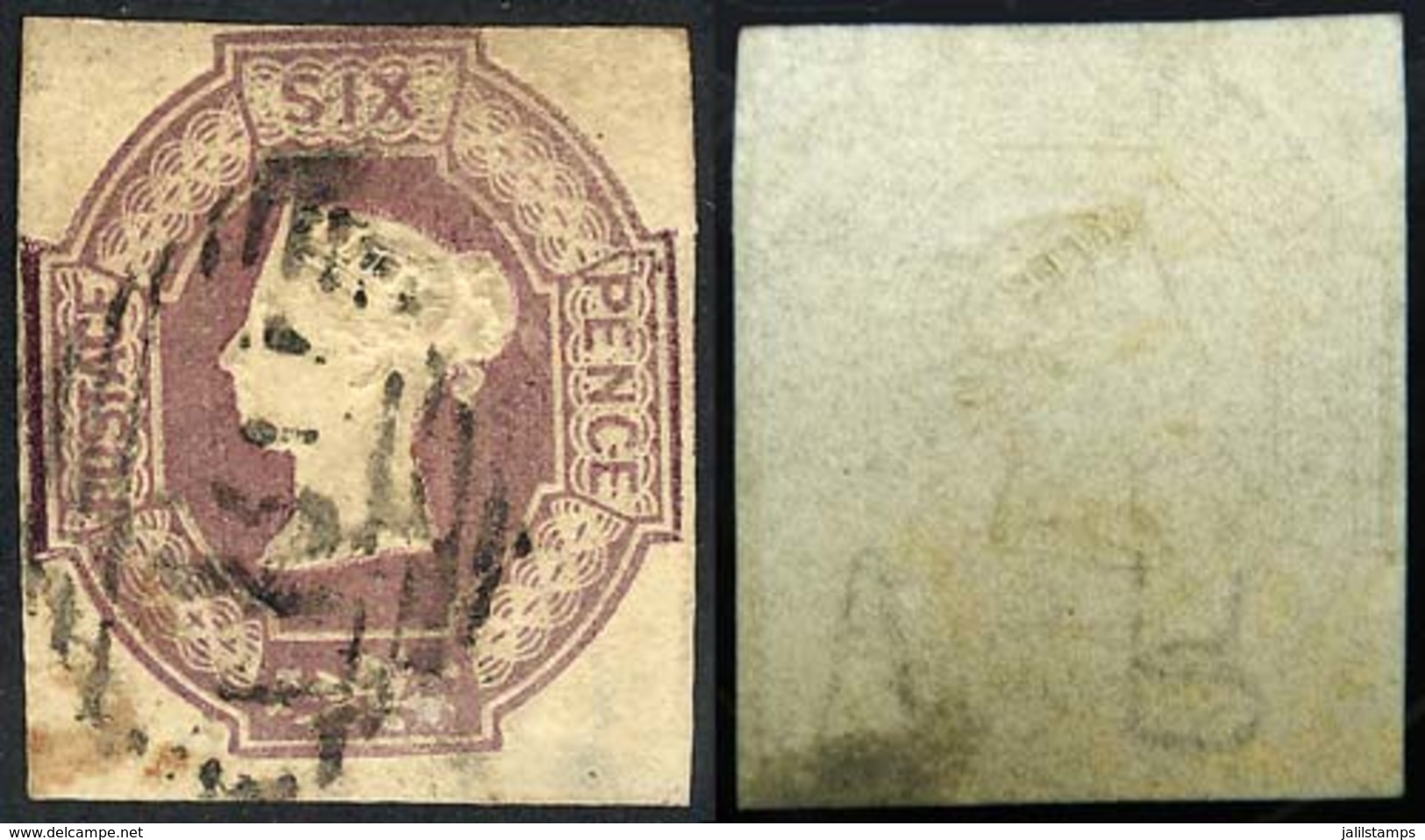 GREAT BRITAIN: Sc.7d, 1854 6p. Light Violet With INVERTED WATERMARK Variety, Used, With Very Small Thin In One Corner On - Andere & Zonder Classificatie