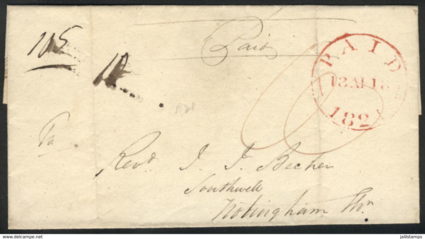 GREAT BRITAIN: Folded Cover Sent To Notingham On 18/AP/1821, VF Quality! - Andere & Zonder Classificatie