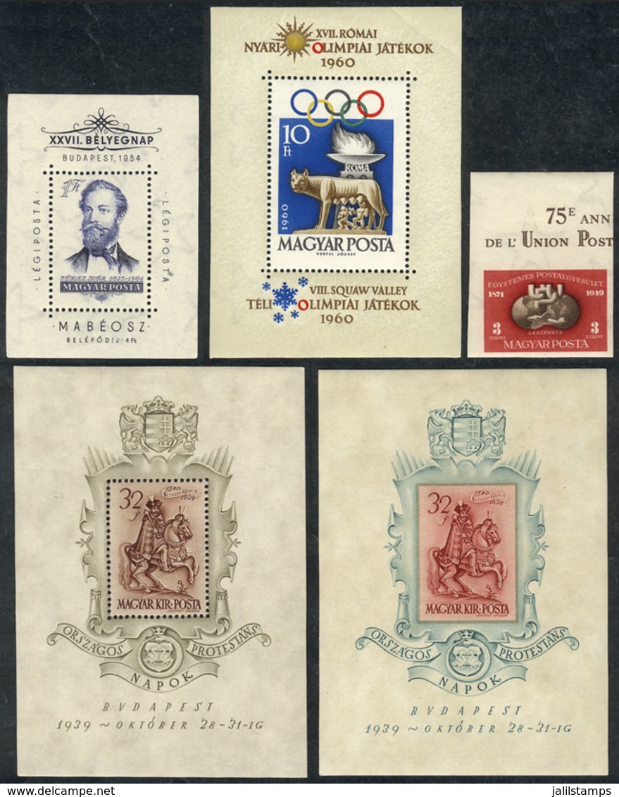 HUNGARY: Small Lot Of Souvenir Sheets And 1 Imperforate Stamp, Fine To VF Quality, Yvert Catalog Value Euros 200++ - Otros & Sin Clasificación