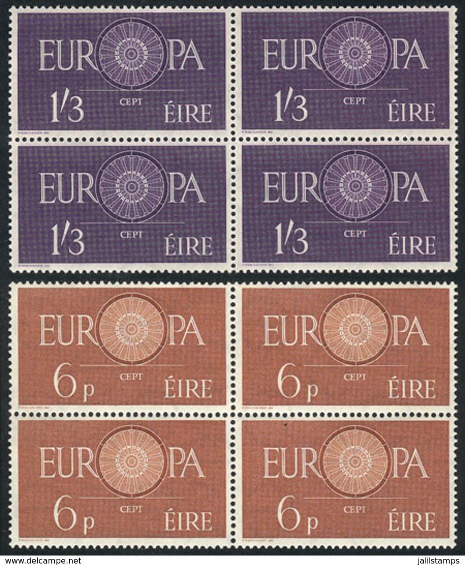 IRELAND: Yvert 146/147, 1960 Topic Europa, MNH Blocks Of 4, Excellent Quality, Catalog Value Euros 200. - Altri & Non Classificati