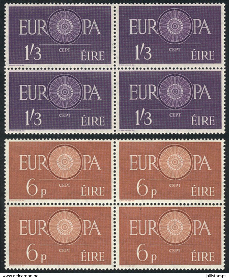 IRELAND: Yvert 146/147, 1960 Topic Europa, MNH Blocks Of 4, Excellent Quality, Catalog Value Euros 200. - Other & Unclassified