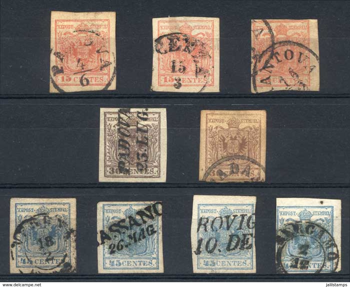 ITALY: Stockbook With Sc.4, 4b, 4f, 5, 5e, 6, 6a (x2), 6c, All Used And In General With Good Margins And Nice Postmarks, - Lombardije-Venetië