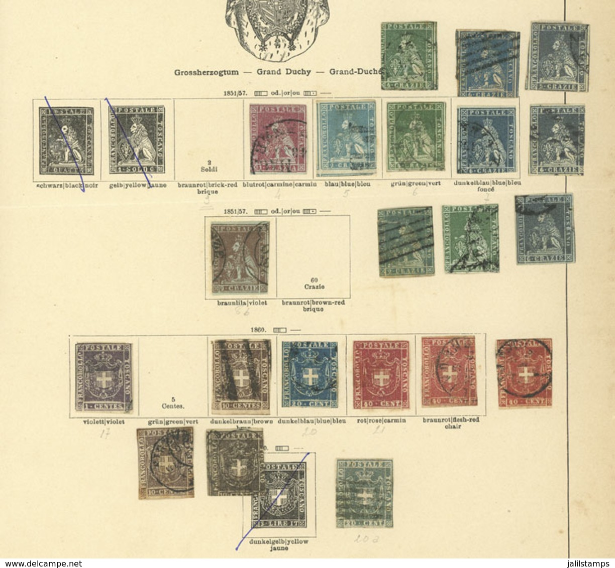 ITALY: Collection On Page Of An Old Album, Including Scarce Stamps, Mixed Quality (from Some With Defects To Others Of F - Toscane