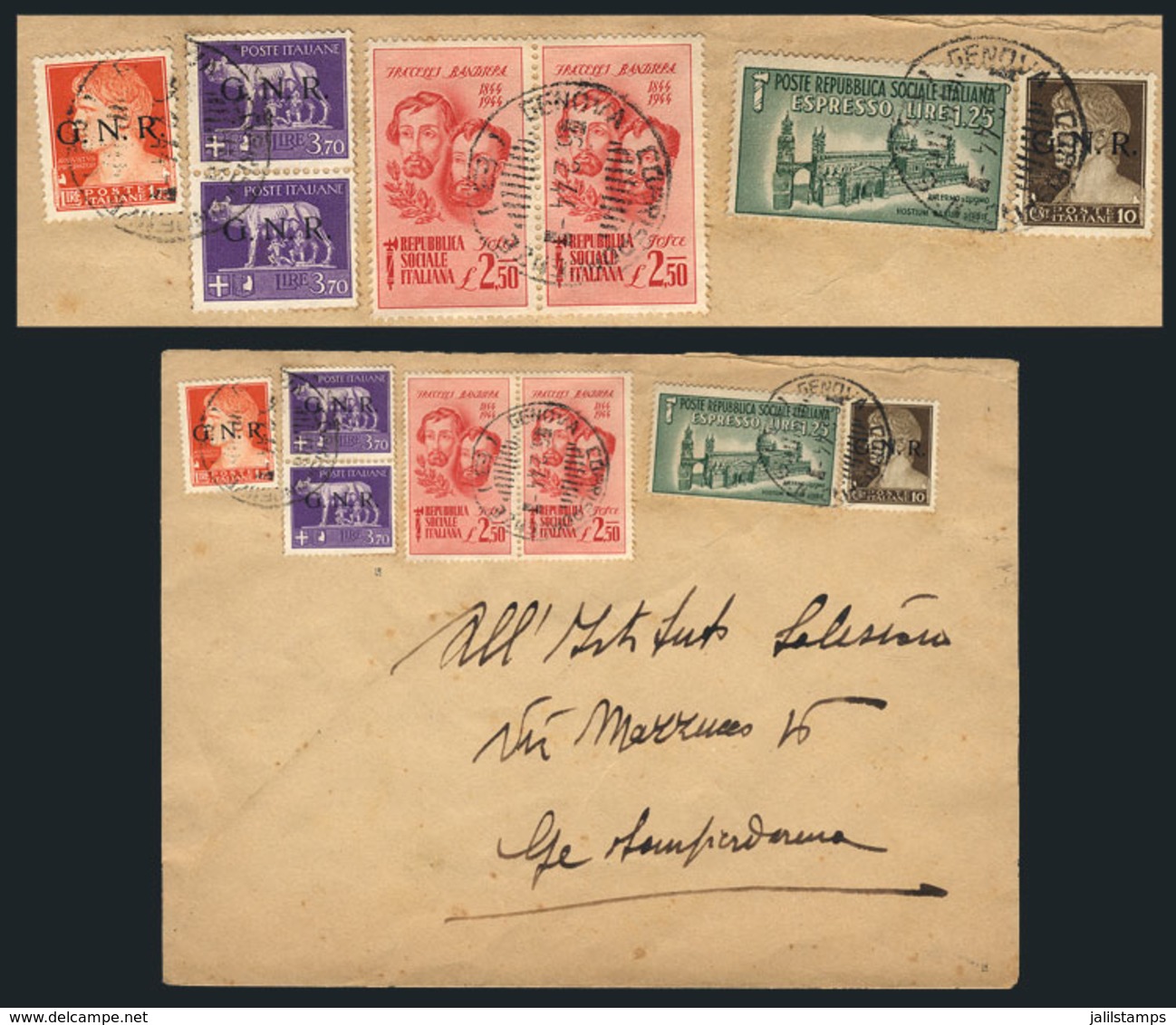 ITALY: Cover Sent From Genova To Roma On 6/FE/1944 With Very Attractive Postage Combining Stamps With And Without G.N.R. - Ohne Zuordnung