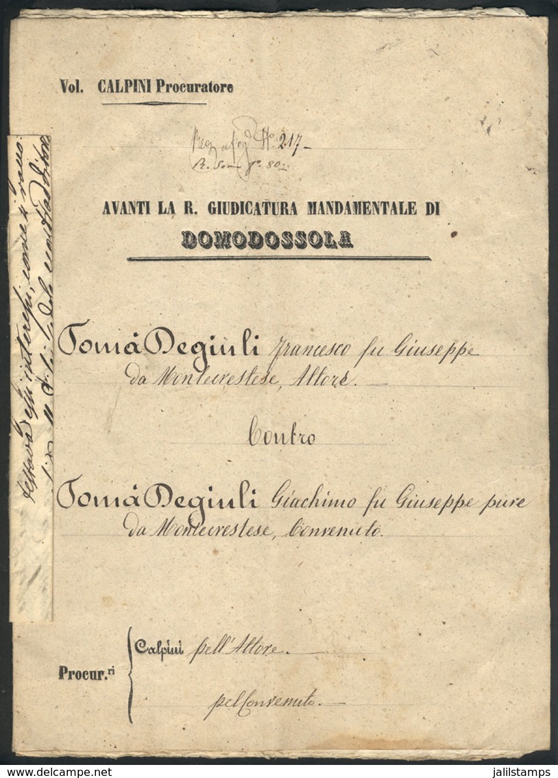 ITALY: Document Of Several Pages Of The Year 1852, Related To A Resident Of Montecrestese, Excellent Quality, Very Inter - Sin Clasificación