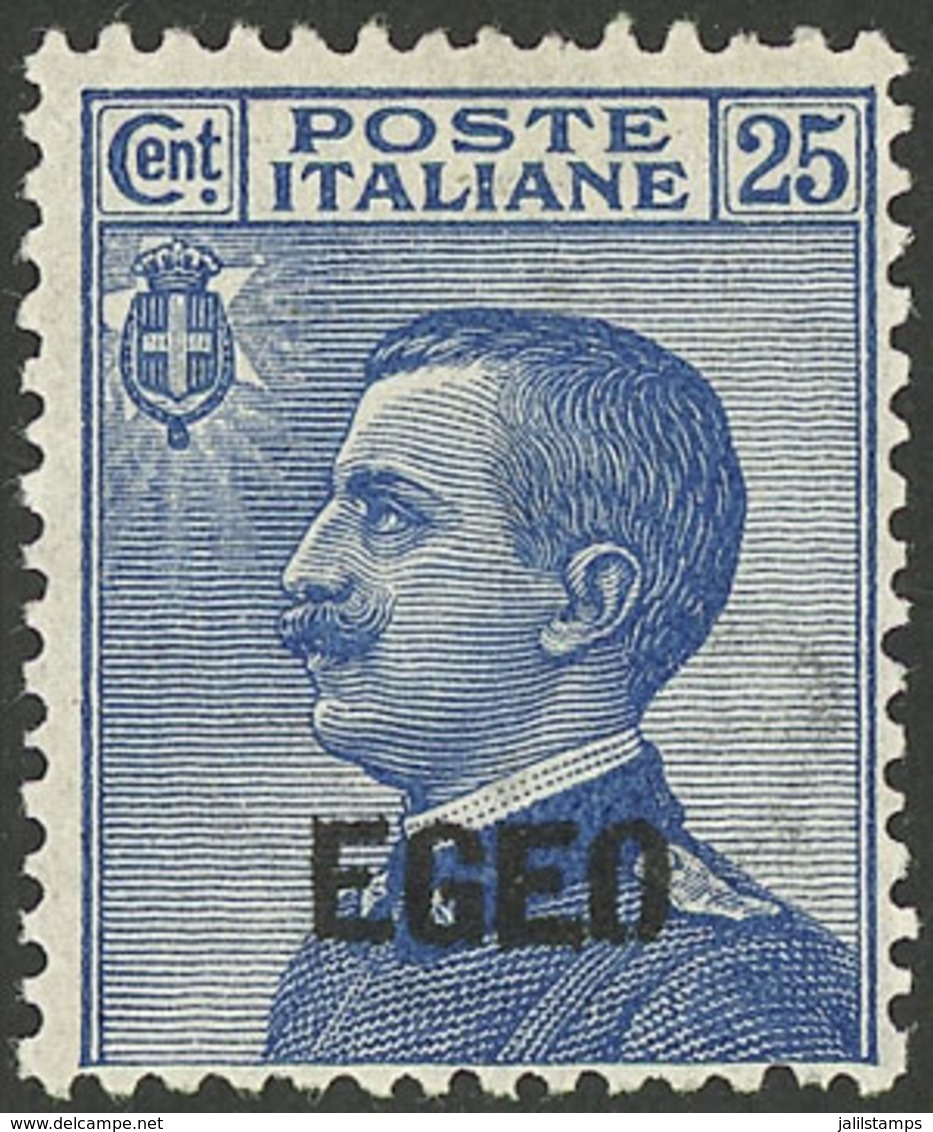 ITALY - EGEO: Sc.1, 1912 25c. Blue, Mint Full Original Gum With Very Light Hinge Mark, Excellent! - Egeo