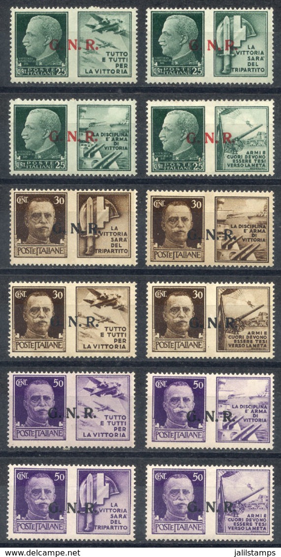 ITALY - SOCIAL REPUBLIC: Sassone 13/24, Complete Set Of 12 Values, Verona Printing, Excellent Quality (very Lightly Hing - Andere & Zonder Classificatie