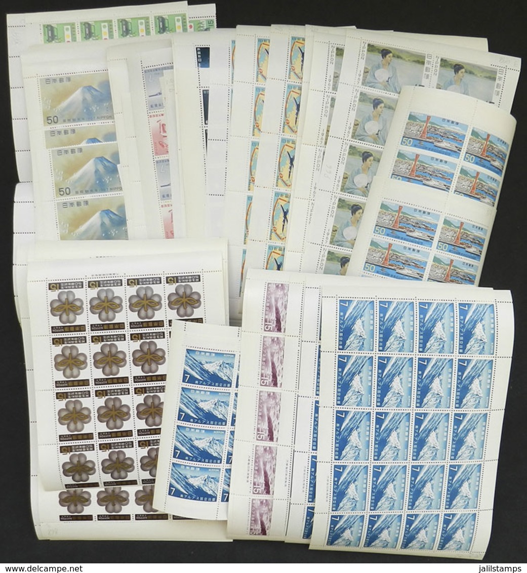 JAPAN: Lot Of Stamps Issued In 1960s (mainly In The Later Part Of The Decade), In Complete Sheets Or Large Blocks, MNH A - Andere & Zonder Classificatie