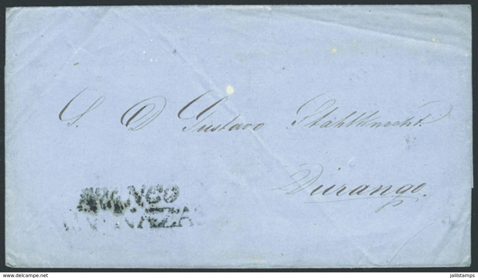 MEXICO: Folded Cover Sent From NAZAS To Durango On 15/JA/1861, VF Quality! - Mexico