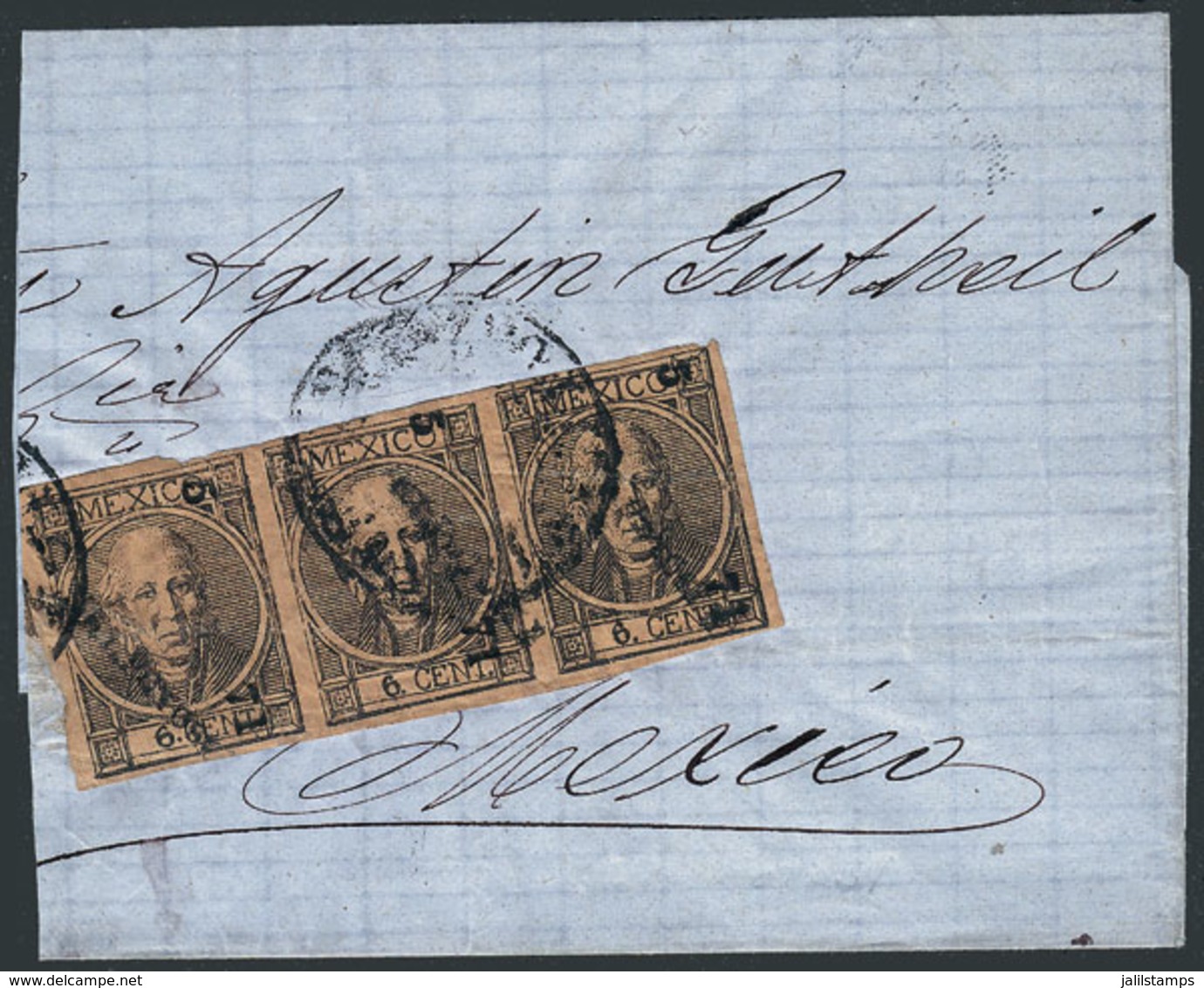 MEXICO: Large Part Of A Folded Cover Franked With 18c., Sent From San Luis? To Mexico On 28/AP/1871, VF! - México