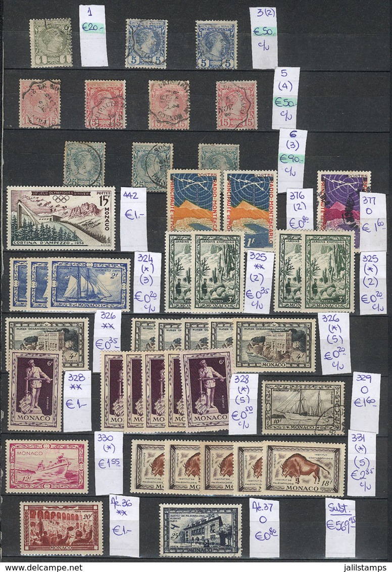 MONACO: Stockbook With Many Hundreds Of Old And Modern Stamps, Mint And Used, Fine To VF General Quality. Yvert Catalog  - Other & Unclassified