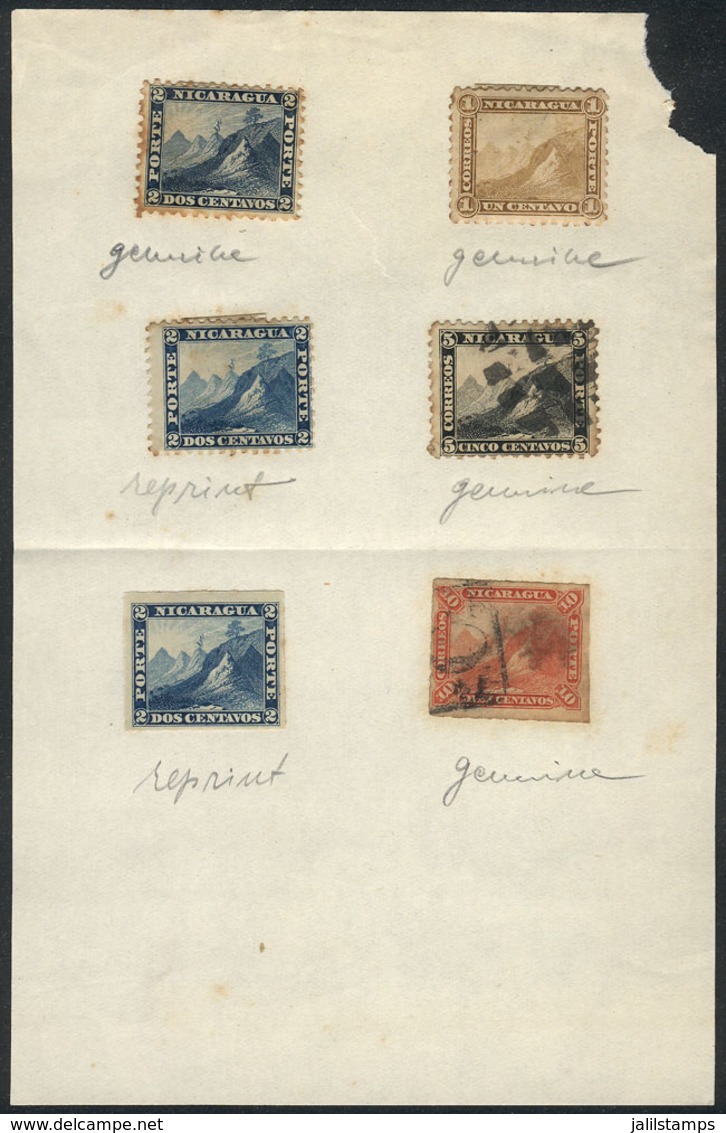 NICARAGUA: 6 Old Stamps, Including Several Reprints And Original Sc.1, Interesting Lot. - Nicaragua