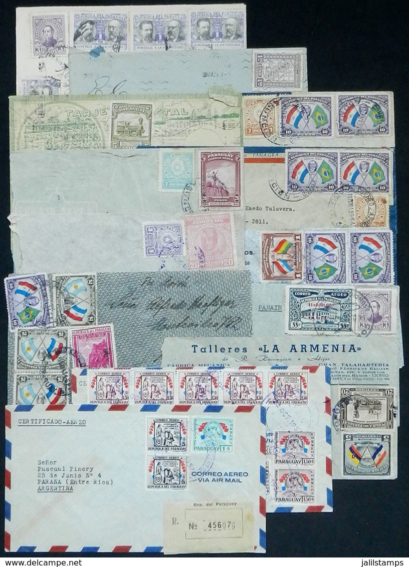 PARAGUAY: 13 Covers Sent To Argentina In 1940/1950s With Nice And Interesting Postages, Fine To VF Quality, Low Start! - Paraguay