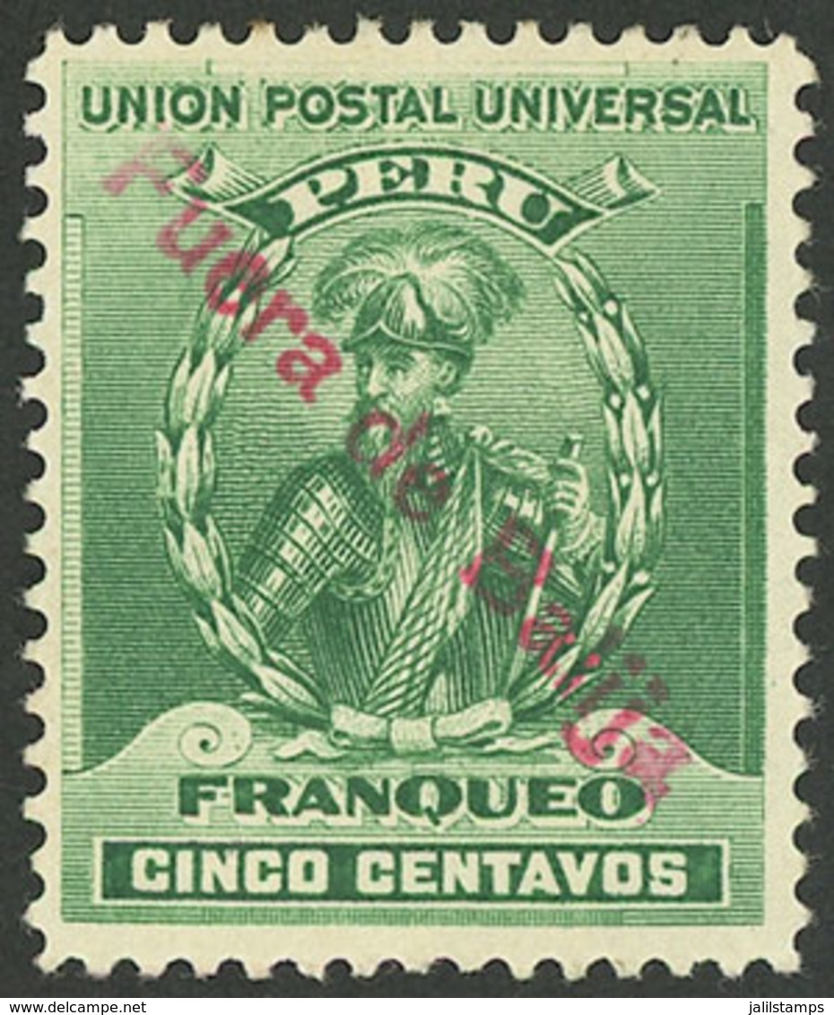 PERU: Sc.146, With Rare Straightline "Fuera De Balija" Cancel In Rose-red, Complete, Excellent Quality!" - Peru