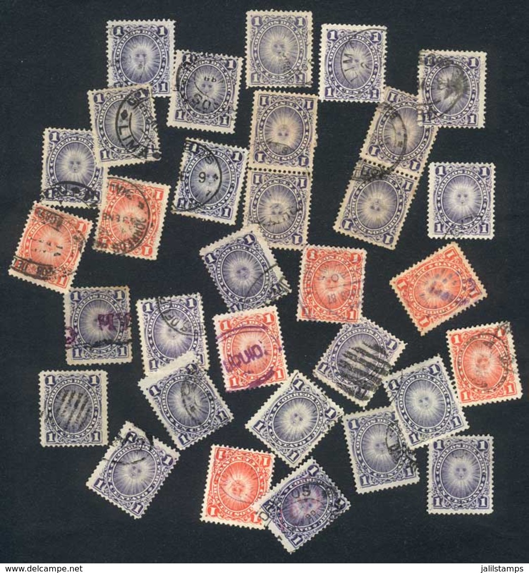 PERU: Sc.104/15, Lot Of 345 Used Stamps, Many With Interesting Cancels (in Blue And Red, Mute, And Of Some Scarce Towns) - Peru