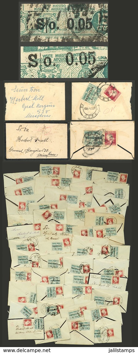 PERU: 47 Small Mourning Covers Sent To Herbert Moll In Miraflores In 1952, All Franked By Yvert 414A (1951/2 Provisional - Peru