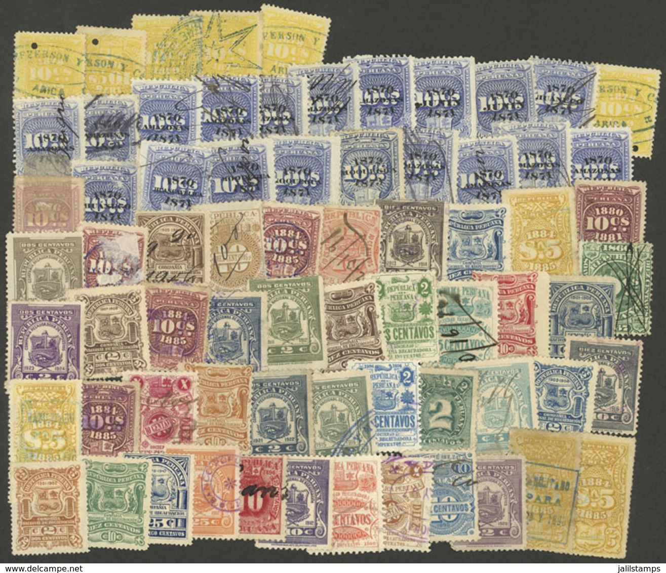 PERU: Small Lot Of Old Revenue Stamps, Most Of Fine Quality, Some With Minor Defects, Interesting! - Perú