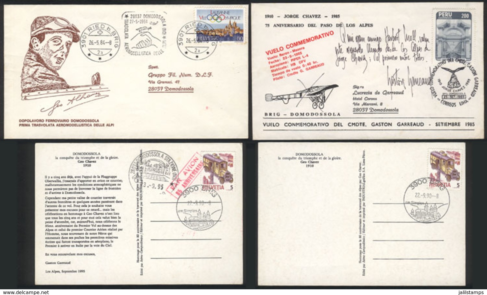 PERU: 2 Covers + 2 Cards Commemorating Aviator Jorge Chavez, Excellent Quality! - Unclassified