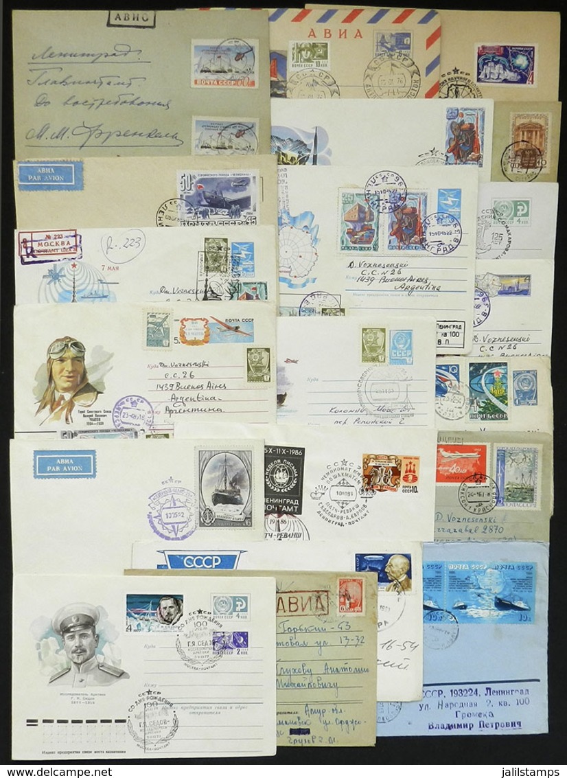 RUSSIA: 20 Covers Of 1970s And 1980s, Several With Marks Of ANTARCTIC STATIONS, Special Postmarks, Good Frankings, Etc., - Other & Unclassified