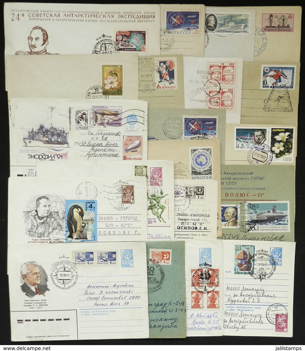 RUSSIA: 20 Covers Of 1970s And 1980s, Several With Marks Of ANTARCTIC STATIONS, Special Postmarks, Good Frankings, Etc., - Otros & Sin Clasificación