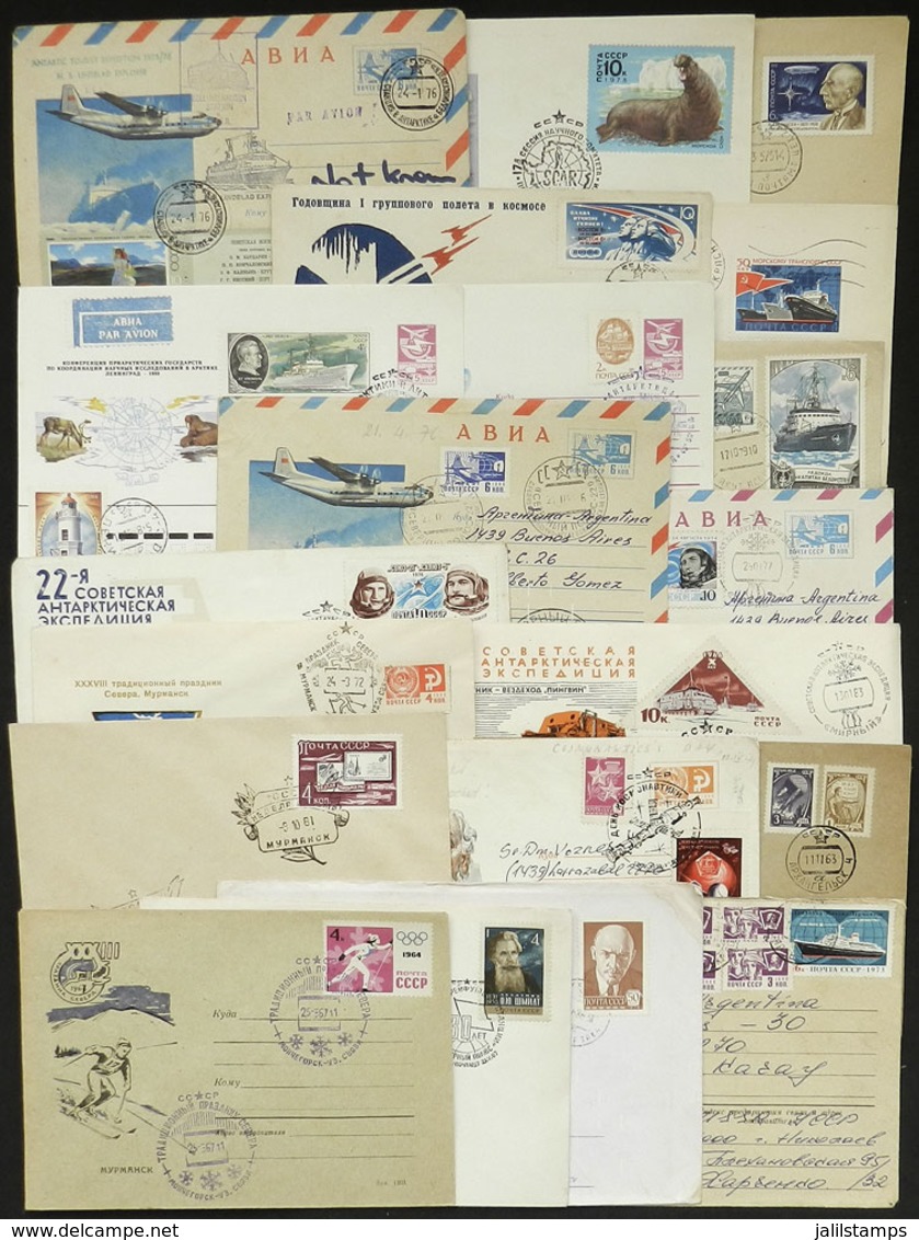 RUSSIA: 20 Covers Of 1970s And 1980s, Several With Marks Of ANTARCTIC STATIONS, Special Postmarks, Good Frankings, Etc., - Andere & Zonder Classificatie