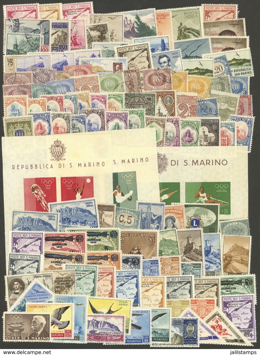 SAN MARINO: Lot Of Stamps, Sets And Souvenir Sheets Of Varied Periods, Used Or Mint Without Gum, Some May Have A Minor D - Other & Unclassified
