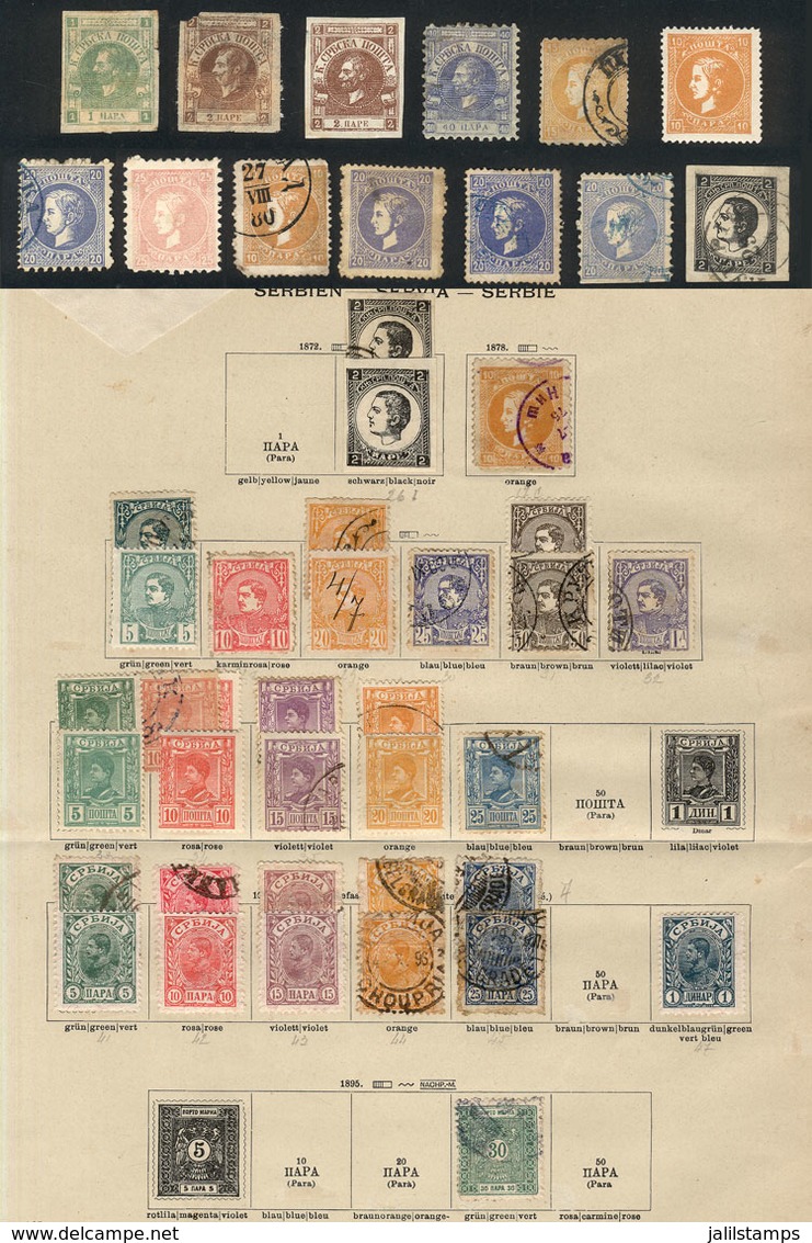 SERBIA: Collection On 3 Pages Of An Old Album, Including Scarce Stamps, Mixed Quality (from Some With Defects To Others  - Serbia