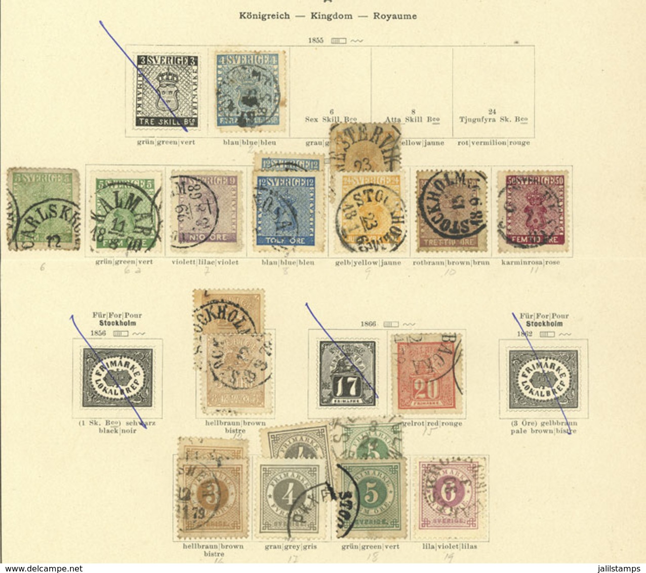 SWEDEN: Collection On 8 Pages Of An Old Album, Including Scarce Stamps, Mixed Quality (fine In General), Scott Catalog V - Andere & Zonder Classificatie