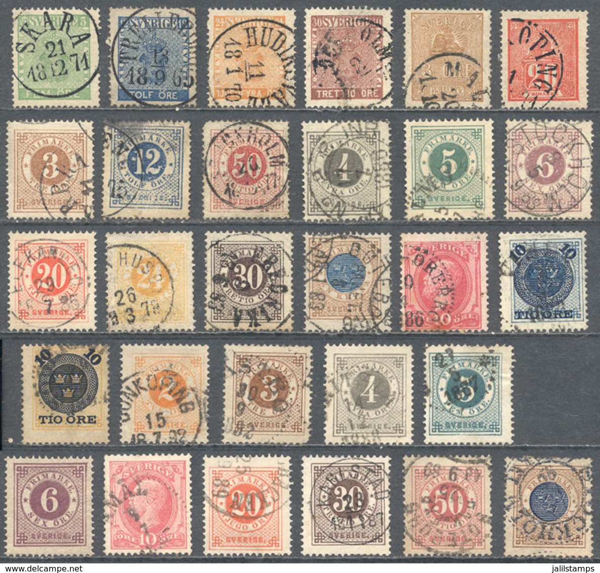 SWEDEN: Interesting Lot Of Old Stamps, Almost All Used And Of Very Fine Quality, With Some Very Attractive Cancels, Scot - Autres & Non Classés