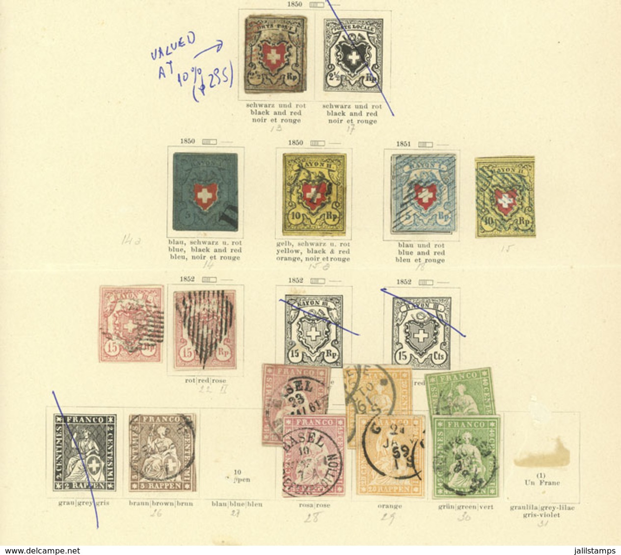 SWITZERLAND: Collection On 11 Pages Of An Old Album, Including Scarce Stamps, Mixed Quality (from Some With Defects To O - Sonstige & Ohne Zuordnung