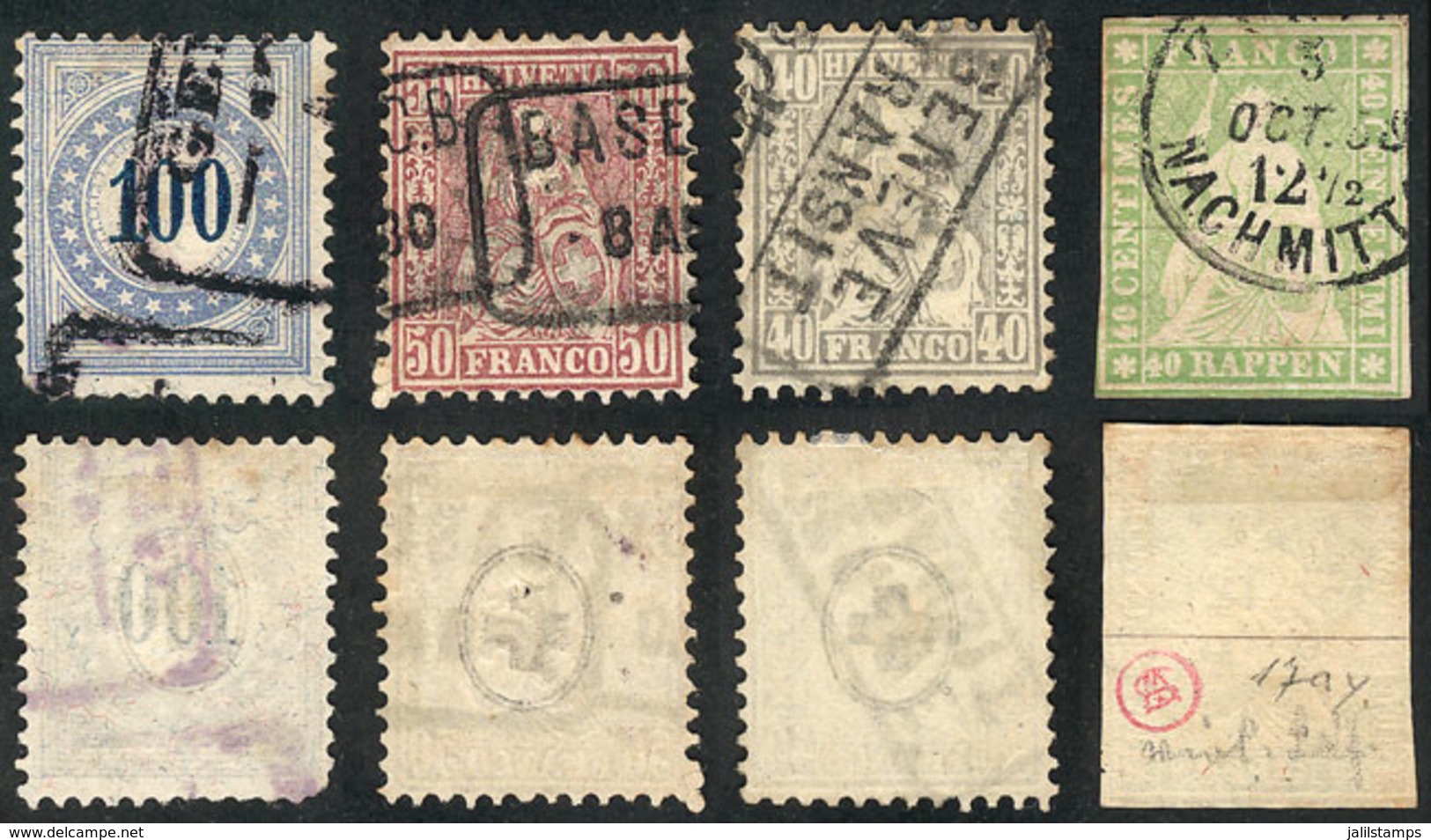 SWITZERLAND: 4 Old Used Stamps, Fine To VF Quality, Scott Catalog Value US$700++, Low Start! - Andere & Zonder Classificatie
