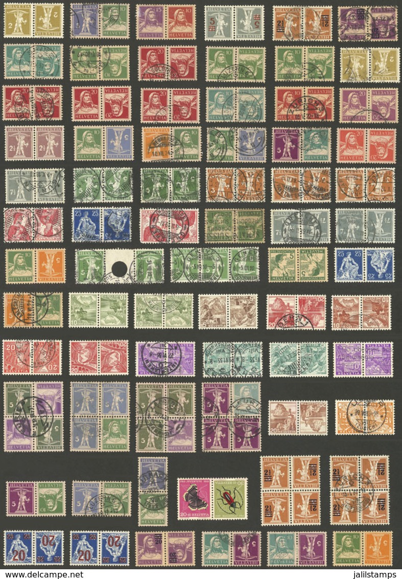SWITZERLAND: Large Number Of TETE-BECHE Pairs, Several With Gutter, Used Or Mint Without Gum, Fine General Quality (a Fe - Andere & Zonder Classificatie