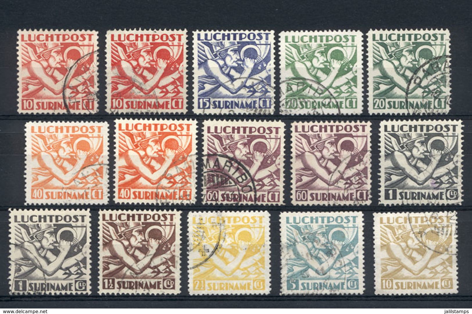 SURINAME: Yvert A.1/10 + 1a,3a,4a,5a,6a, 1930/41 Complete Set Of 15 Values, VF Quality, Catalog Value Euros 460. - Surinam