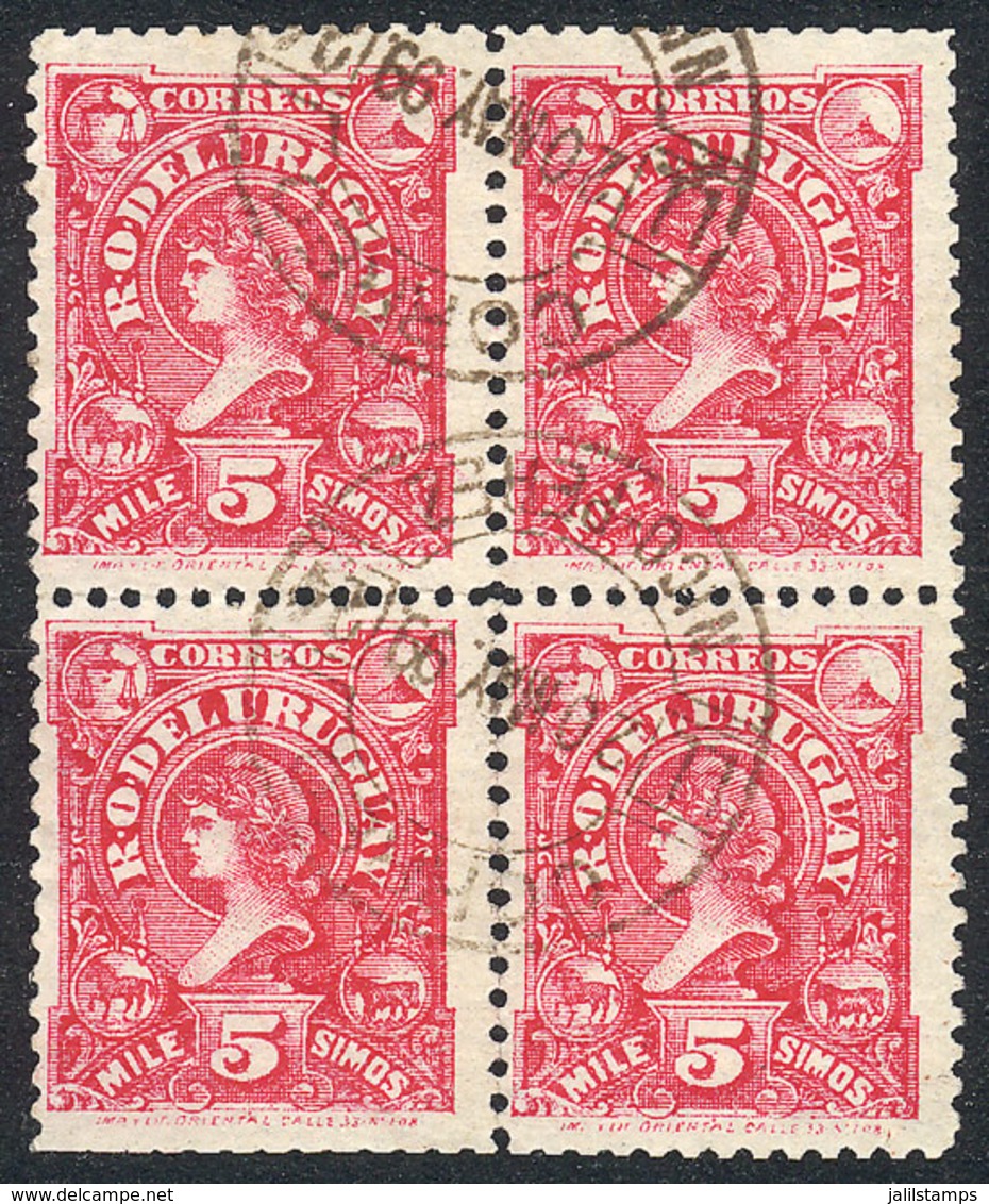 URUGUAY: Yvert 141, Block Of 4 Used With The Very Rare Datestamp Of NIC-PEREZ, Very Fine Quality! - Uruguay