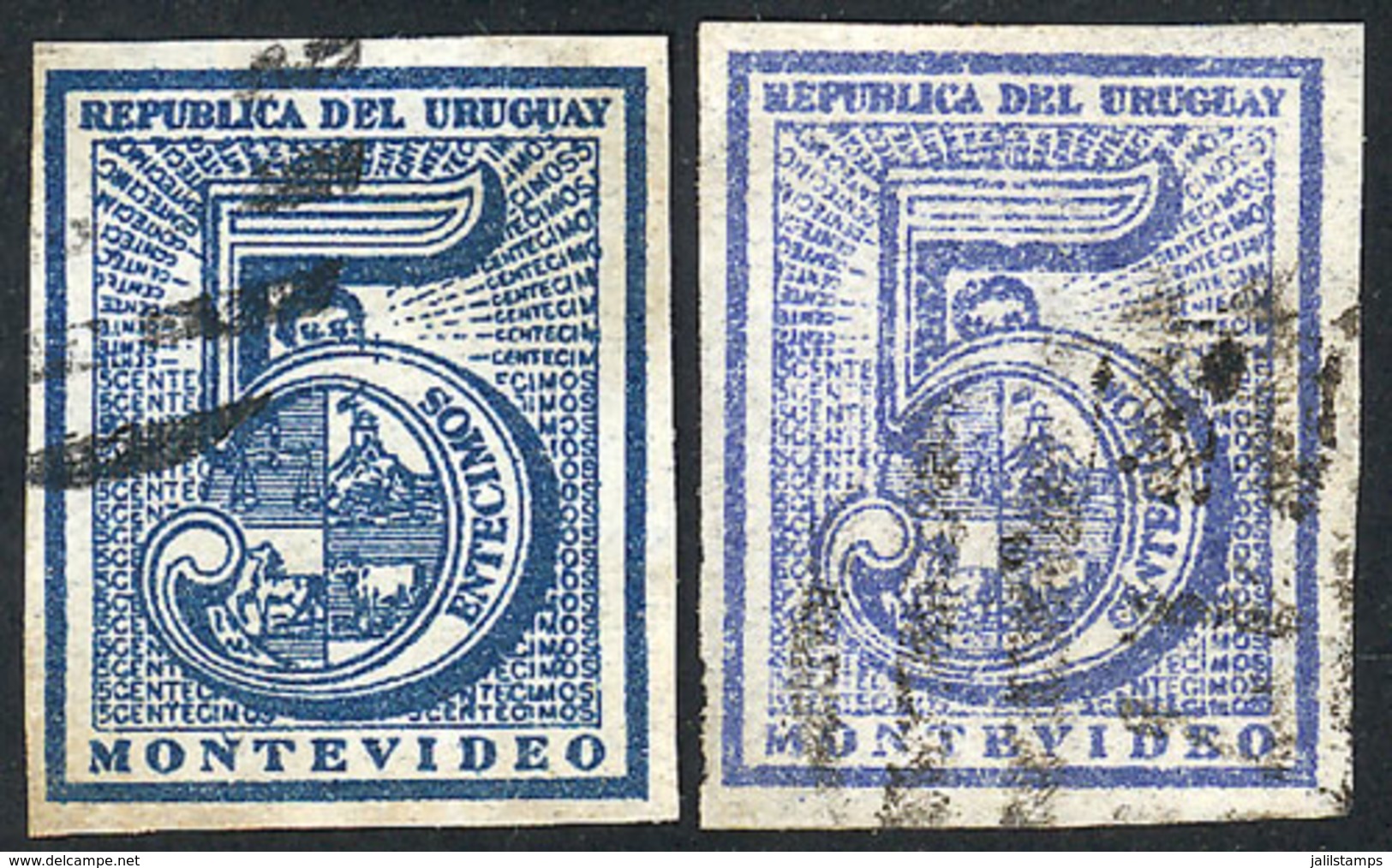 URUGUAY: Sc.30 With " ENTESIMOS" Variety And Sc.30b With "small S In CENTESIMOS" Variety, VF Quality!" - Uruguay