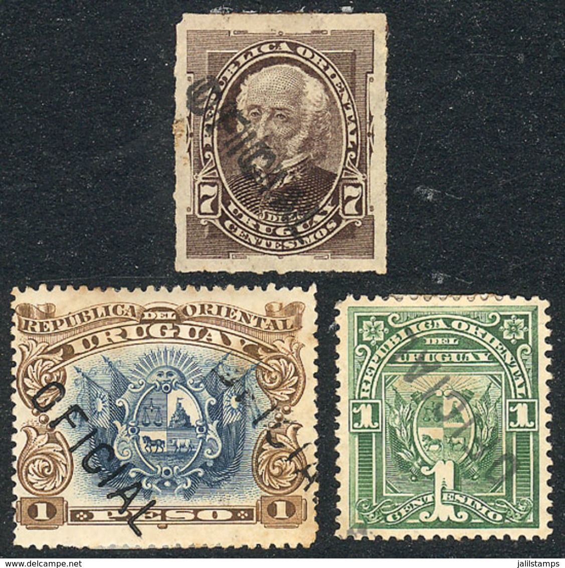 URUGUAY: 3 Old Stamps With VARIETIES: 2 With Double Overprint, And The Other With Inverted Ovpt, VF Quality! - Uruguay