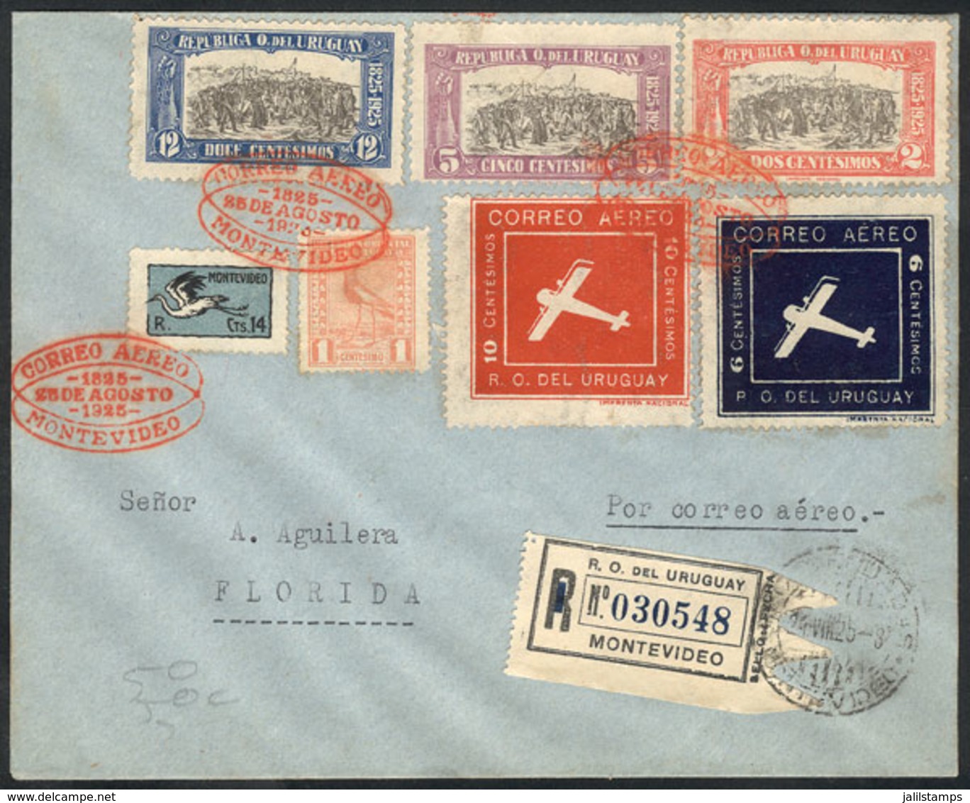 URUGUAY: 25/AU/1925: First Flight Montevideo - Florida, VF Quality! - Uruguay