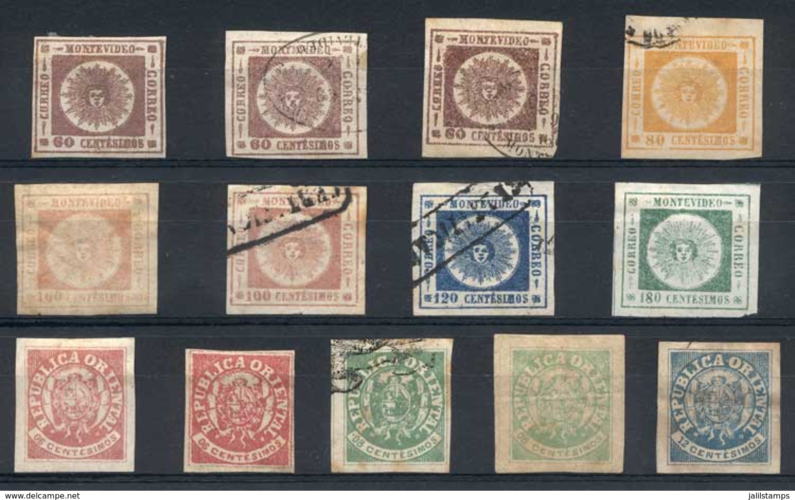 URUGUAY: Lot Of Mint And Used Classic Stamps In A Stockcard, Yvert Catalog Value Euros 430+, Very Good Appeal, Little De - Uruguay